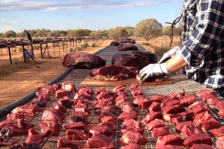 Horse meat injected with 1080 poison to make wild dog baits.(ABC News: Chris Lewis)